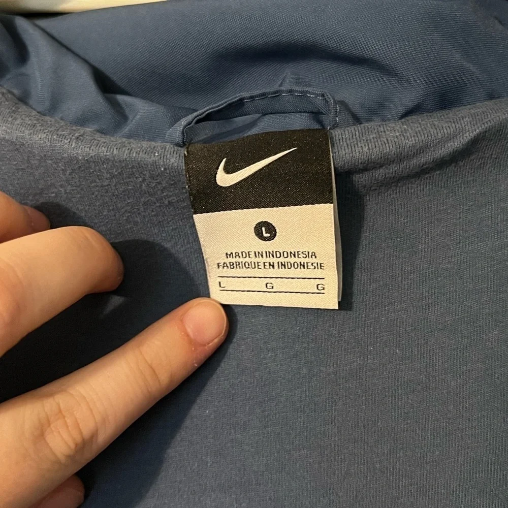 Nike Men’s Full Zip Large Blue Roll & Zippered Hood Workout Jacket - Picture 5 of 11